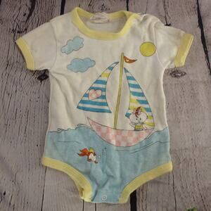 Childwise Baby 0-6 Months Vintage 70's Girl In Boat One Piece